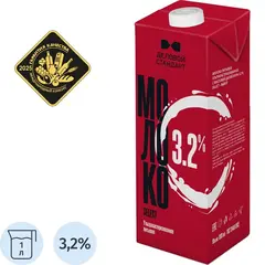 Молоко Деловой Стандарт Select ультрапастеризованное 3,2%, 1 л