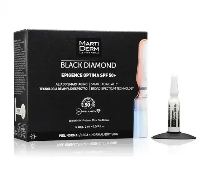 Антивозрастной комплекс + защита MartiDerm Black Diamond Epigence Optima SPF 50+ 10*2мл