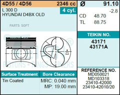 Поршень двигателя TEIKIN 43171 0.50 (4шт/упак)