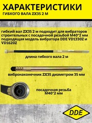 Вал гибкий с вибронаконечником DDE ZX35 2 м к VD1330Z, VD1620Z (241-703)