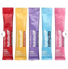 California Gold Nutrition HydrationUP®, смесь для приготовления напитка с электролитами, с лактатом кальция, витаминами C и E, ассорти вкусов, 20 пакетиков по 4–4,8 г (0,14–0,17 унции)