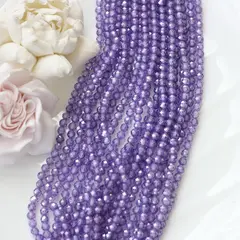 Цирконий кубический (фианит) граненый, лавандовый, 4 мм нить, К250