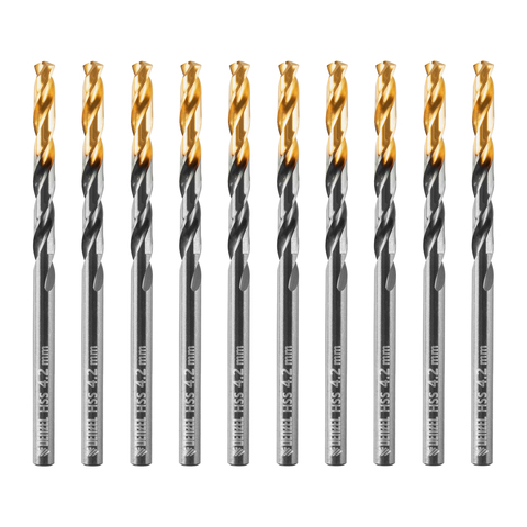 Сверло по металлу, 4,2 мм, HSS-Tin, Golden Tip, 10 шт. Denzel