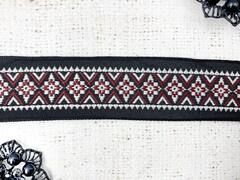 Тесьма жаккард, ш. 4 см, чёрный/бордовый