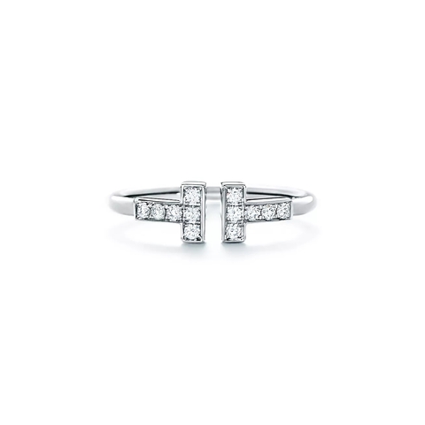 Кольцо из белого золота 18к(750проба) с бриллиантами, Tiffany, коллекция T wire. ✨Exclusive ✨ В наличии
