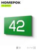 Табличка с номером 42 на дверь квартиры, для офиса, кабинета, аудитории, склада, зеленая 120х70 мм, Айдентика Технолоджи
