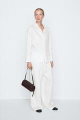 Massimo Dutti Полосатая драпированная рубашка - STUDIO, натуральный/кремовый