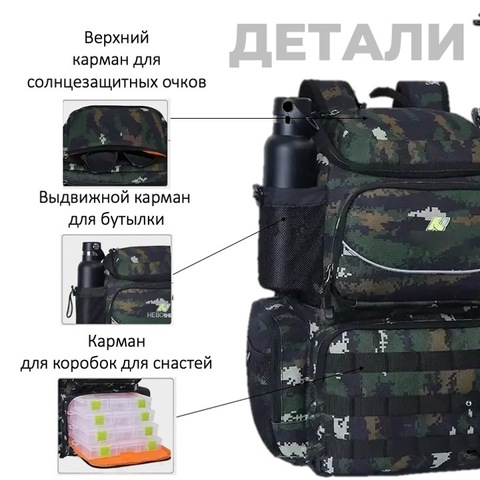 Картинка рюкзак рыболовный Nevo Rhino 9106-NW Camo black green - 8