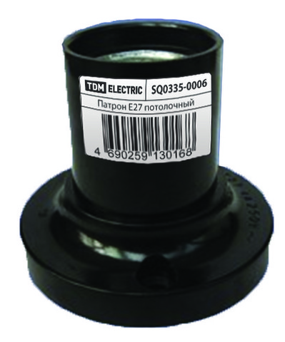 Патрон карболитовый потолочный, Е27, черный, прямой, Б/Н TDM