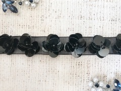 Тесьма пайетки, ш. 1,5 см, чёрный