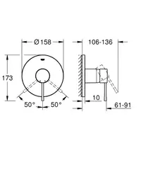 Внешняя часть смесителя для душа GROHE Essence скрытого монтажа, круглая, суперсталь (24168DC1)