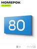 Табличка с номером 80 на дверь квартиры, для офиса, кабинета, аудитории, склада, голубая 120х70 мм, Айдентика Технолоджи