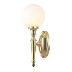 Золотое классическое бра для ванной со стеклянным плафоном Elstead Dryden BATH-DRYDEN4-PB, G9, IP44