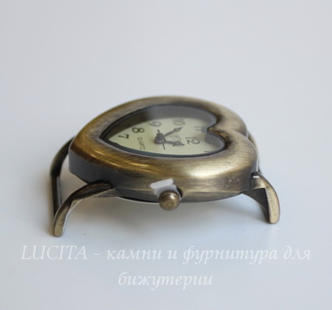 Основа для часов "Сердце" (цвет - античная бронза) 39х34 мм