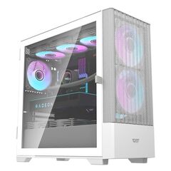 Корпус darkFlash DK415M, Без БП, mATX, белый, 2xFRGB FAN, 2xUSB2, 1xUSB3, бок: закалённое стекло на шарнирах (DK415M-FWH)