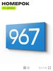 Номер на дверь 967, табличка на дверь для офиса, квартиры, кабинета, аудитории, склада, голубая 120х70 мм, Айдентика Технолоджи