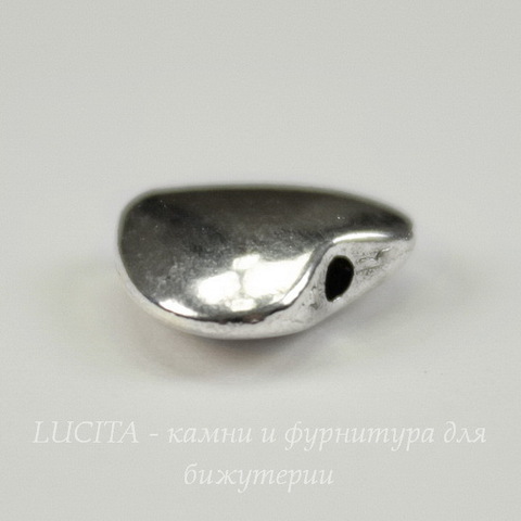 Бусина металлическая в виде сердца (цвет - платина ) 11х9 мм