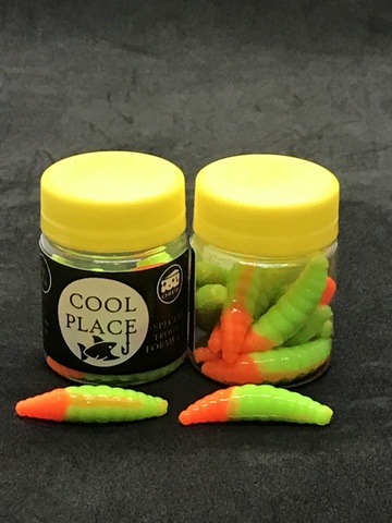 Форелевая силиконовая приманка COOL PLACE MAGGOT 1.6 цвет ЗЕЛЕНО-ОРАНЖЕВЫЙ СЫР продажа от 2 шт.