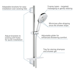 Душевой гарнитур RainShower SmartActive 130 круглый ручной душ, 3 режима струи, душевая штанга 600 (26546000)