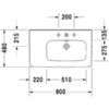 Duravit DuraStyle 2326800041 Раковина для мебели ассиметричная,без перелива,с 1 отв. под смес., раковина справа, 800x480мм, цвет: Белый