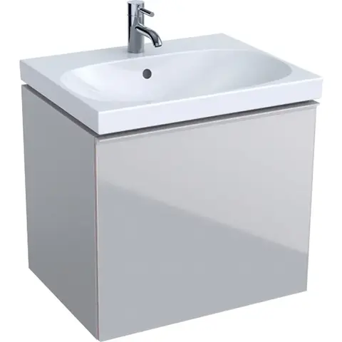 Geberit Acanto 500.609.JL.2 Тумба под раковину, 59.5x53.5x47.5см, песчаный глянец / матовый песочно-серый, песчаный глянец / глянцевое стекло