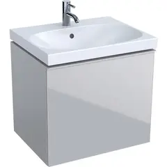 Geberit Acanto 500.609.JL.2 Тумба под раковину, 59.5x53.5x47.5см, песчаный глянец / матовый песочно-серый, песчаный глянец / глянцевое стекло фото