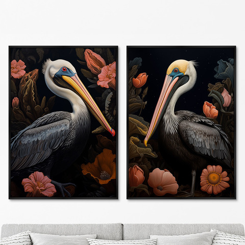 ArtNoMore - Набор из 2-х репродукций картин на холсте Кудрявый пеликан, 2024г.