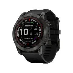 Умные часы Garmin Fenix 7X, 51mm, Sapphire Solar Carbon Gray DLC Titanium with Silicone Black Band (010-02541-11)