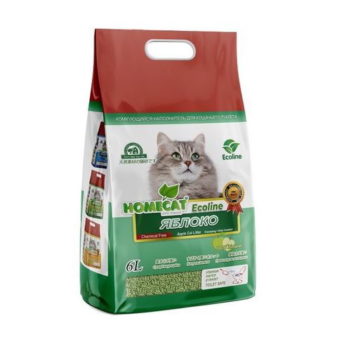 HOMECAT Эколайн комкующийся наполнитель для кошачьих туалетов с ароматом яблока 6 л