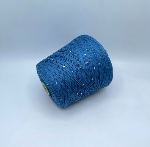 Fil-lab (пр.Италия),art.Paillettes,350м/100гр, 100% Меринос+пайетка(серебро) цвет-Светло-синий. арт-33360