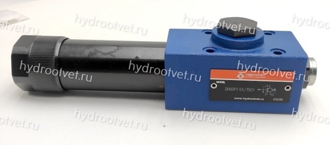 Фото DR6DP1-5X/150Y - Редукционный клапан Ду 6 трехлинейный, прямого действия с давлением настройки до 150 бар, с элементом регулировки: 1 = рукоятка, обратный клапан - есть
