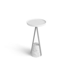 Antonio Lupi Halo HALO1B.5.bianco opaco Столик напольный ?240х560 мм., база из мрамора Carrara satinato, столешница белая из Flumood, структура Bianco opaco фото