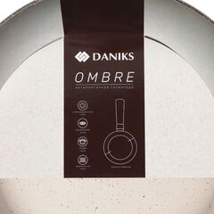 Сковорода алюминий, 24 см, антиприг, Daniks, Омбре, FPW-24-SM-AMBR-BLK, индукц