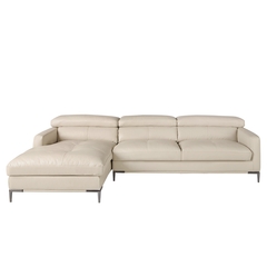 Диван с левым шезлонгом 6202/1281-L-T541011 из песочной кожи