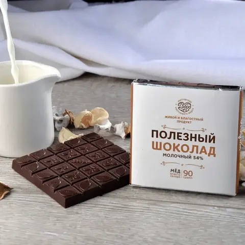3 шт. в наборе. Шоколад молочный, 54% какао, на меду, (классический)