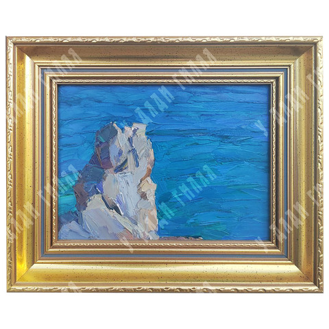 Динес Ю. С. Скала и море. Гурзуф. Этюд. Картон, масло. 1955