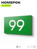 Табличка с номером 99 на дверь квартиры, для офиса, кабинета, аудитории, склада, зеленая 120х70 мм, Айдентика Технолоджи