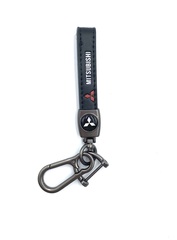 Брелок для ключей кожаный с эмблемой Mitsubishi (кожзам, белая надпись)