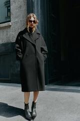 ZARA МЯГКОЕ ПАЛЬТО ОВЕРСАЙЗ, ЧЕРНЫЙ
