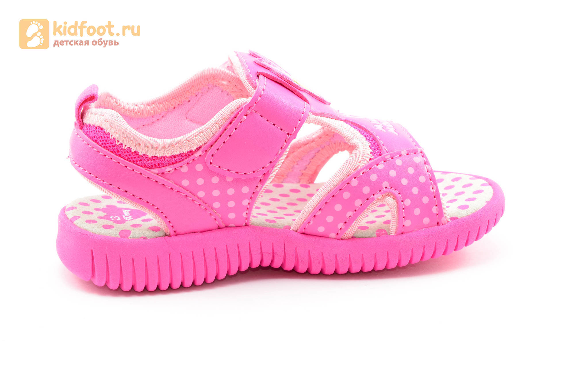 Босоножки Минни Маус (Minnie Mouse) на липучке для девочек, цвет розовый белый