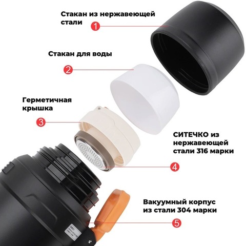 Картинка термос Dkadi KD9059-2.5 Black - 6