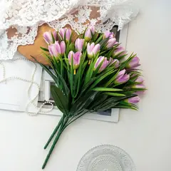 Крокусы-подснежники искусственные, Сиреневые, 34 см, около 18 бутонов в наборе, набор 2 букета.