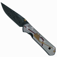 Фото Нож складной Chris Reeve Large Sebenza 21 Unique Graphics D. Thomas Stainless Raindrop Damascus, сталь дамаск с рисунком 