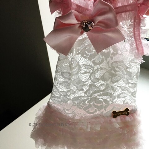 Платье-сарафан "Lace Dance White+Pink Dress" For Pets Only (Италия)