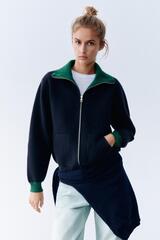ZARA КАРДИГАН С ЗАСТЕЖКОЙ-МОЛНИЕЙ, МОРСКОЙ СИНИЙ