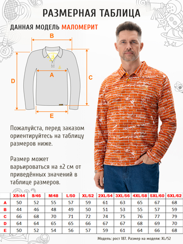 Поло с длинным рукавом «Кирпичная стена» мужское
