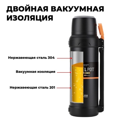 Картинка термос Dkadi KD9059-2.5 Black - 5