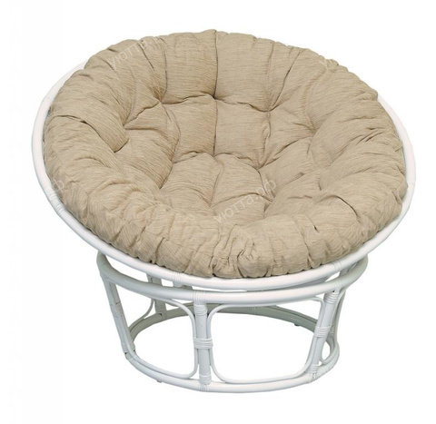 Кресло Papasan из натурального ротанга с подушкой (115*100*85 см) - Белый - купить