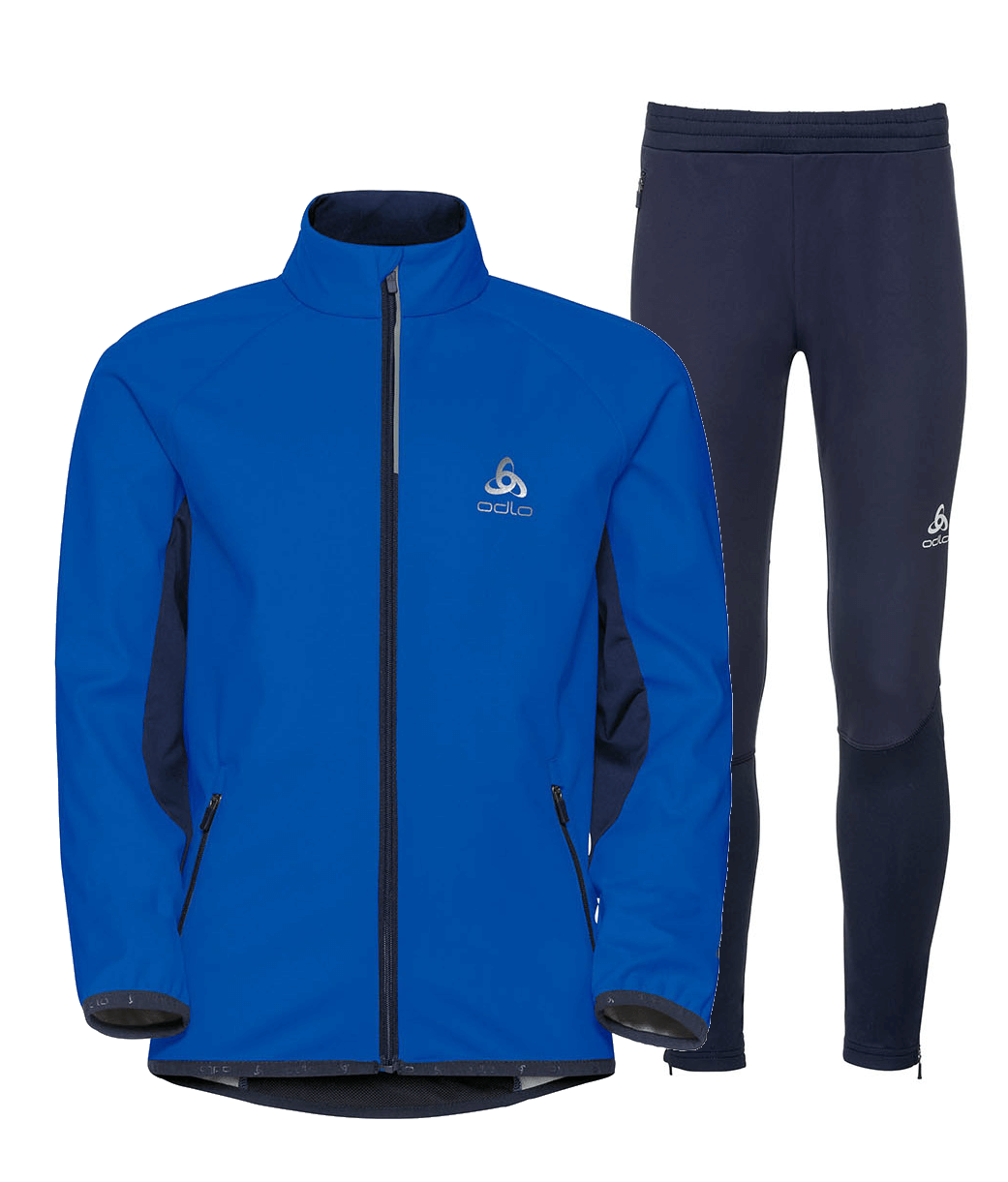 Odlo Stryn Print детский лыжный костюм blue-navy