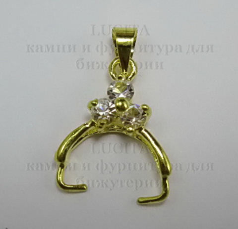 Держатель для кулона со стразами 18х11 мм (цвет - золото) ()